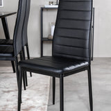 Jídelní stůl Dipp - 180*90cm - Černá dýha / celé černé nohy + Slim High Back Jídelní židle - Černé nohy - Černá PU_6