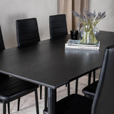 Jídelní stůl Dipp - 180*90cm - Černá dýha / celé černé nohy + Slim High Back Jídelní židle - Černé nohy - Černá PU_6