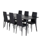 Jídelní stůl Dipp - 180*90cm - Černá dýha / celé černé nohy + Slim High Back Jídelní židle - Černé nohy - Černá PU_6