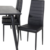 Jídelní stůl Dipp - 180*90cm - Černá dýha / celé černé nohy + Slim High Back Jídelní židle - Černé nohy - Černá PU_6