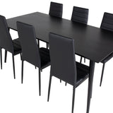 Jídelní stůl Dipp - 180*90cm - Černá dýha / celé černé nohy + Slim High Back Jídelní židle - Černé nohy - Černá PU_6