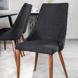 Jídelní stůl Dipp - 180*90cm - Černá dýha / celé černé nohy + Jídelní židle Leone - Ořechové nohy - Black Fabric_6