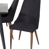 Jídelní stůl Dipp - 180*90cm - Černá dýha / celé černé nohy + Jídelní židle Leone - Ořechové nohy - Black Fabric_6