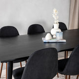 Jídelní stůl Dipp - 180*90cm - Černá dýha / celé černé nohy + Jídelní židle Polar - Ořechové nohy - Černá látka_6