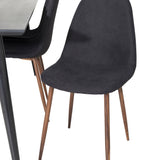 Jídelní stůl Dipp - 180*90cm - Černá dýha / celé černé nohy + Jídelní židle Polar - Ořechové nohy - Černá látka_6