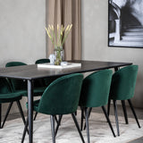 Jídelní stůl Dipp - 180*90cm - Černá dýha / celé černé nohy + Sametová jídelní židle - Zelená / Černá_6