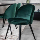 Jídelní stůl Dipp - 180*90cm - Černá dýha / celé černé nohy + Sametová jídelní židle - Zelená / Černá_6