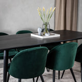 Jídelní stůl Dipp - 180*90cm - Černá dýha / celé černé nohy + Sametová jídelní židle - Zelená / Černá_6