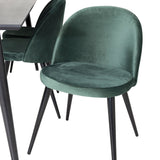 Jídelní stůl Dipp - 180*90cm - Černá dýha / celé černé nohy + Sametová jídelní židle - Zelená / Černá_6