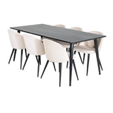 Jídelní stůl Dipp - 180*90cm - Černá dýha / celé černé nohy + Sametová jídelní židle - Béžová / Černá_6