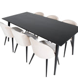 Jídelní stůl Dipp - 180*90cm - Černá dýha / celé černé nohy + Sametová jídelní židle - Béžová / Černá_6