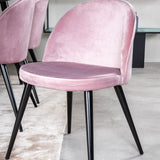 Jídelní stůl Dipp - 180*90cm - Černá dýha / celé černé nohy + Sametová jídelní židle - Růžová / Černá_6