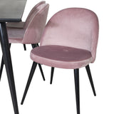 Jídelní stůl Dipp - 180*90cm - Černá dýha / celé černé nohy + Sametová jídelní židle - Růžová / Černá_6