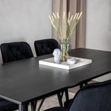 Jídelní stůl Dipp - 180*90cm - Černá dýha / celé černé nohy + Jídelní židle Velvet Deluxe - Černá / Black_6
