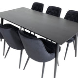 Jídelní stůl Dipp - 180*90cm - Černá dýha / celé černé nohy + Jídelní židle Velvet Deluxe - Černá / Black_6