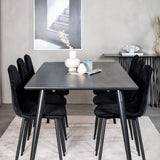 Jídelní stůl Dipp - 180*90cm - Černá dýha / celé černé nohy + Jídelní židle Polar Diamond - Černé nohy - Black Velvet_6