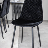 Jídelní stůl Dipp - 180*90cm - Černá dýha / celé černé nohy + Jídelní židle Polar Diamond - Černé nohy - Black Velvet_6