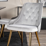 Jídelní stůl Dipp - 120 cm - Černá dýha - Černé nohy š. Mosazný dipp+Velvet Deluxe Jídelní židle - světle šedá / mosaz_4