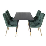 Jídelní stůl Dipp - 120 cm - Černá dýha - Černé nohy š. Brass dipp+Velvet Deluxe Jídelní židle - Zelená / Brass_4