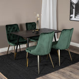 Jídelní stůl Dipp - 120 cm - Černá dýha - Černé nohy š. Brass dipp+Velvet Deluxe Jídelní židle - Zelená / Brass_4