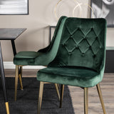 Jídelní stůl Dipp - 120 cm - Černá dýha - Černé nohy š. Brass dipp+Velvet Deluxe Jídelní židle - Zelená / Brass_4