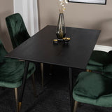 Jídelní stůl Dipp - 120 cm - Černá dýha - Černé nohy š. Brass dipp+Velvet Deluxe Jídelní židle - Zelená / Brass_4