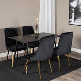 Jídelní stůl Dipp - 120 cm - Černá dýha - Černé nohy š. Brass dipp+Velvet Deluxe Jídelní židle - Černá / Brass_4