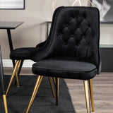 Jídelní stůl Dipp - 120 cm - Černá dýha - Černé nohy š. Brass dipp+Velvet Deluxe Jídelní židle - Černá / Brass_4