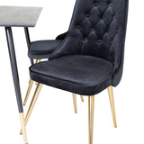 Jídelní stůl Dipp - 120 cm - Černá dýha - Černé nohy š. Brass dipp+Velvet Deluxe Jídelní židle - Černá / Brass_4