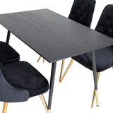 Jídelní stůl Dipp - 120 cm - Černá dýha - Černé nohy š. Brass dipp+Velvet Deluxe Jídelní židle - Černá / Brass_4