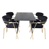 Jídelní stůl Dipp - 120 cm - Černá dýha - Černé nohy š. Mosazné křeslo dipp+Arrow - Mosazné nohy - Black Velvet_4