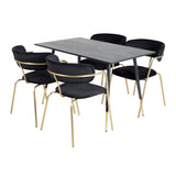 Jídelní stůl Dipp - 120 cm - Černá dýha - Černé nohy š. Mosazné křeslo dipp+Arrow - Mosazné nohy - Black Velvet_4