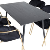 Jídelní stůl Dipp - 120 cm - Černá dýha - Černé nohy š. Mosazné křeslo dipp+Arrow - Mosazné nohy - Black Velvet_4