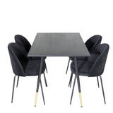 Jídelní stůl Dipp - 120 cm - Černá dýha - Černé nohy š. Mosazný dipp+Wrinkles Jídelní židle - Černé nohy - Black Velvet_4
