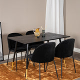 Jídelní stůl Dipp - 120 cm - Černá dýha - Černé nohy š. Mosazný dipp+Wrinkles Jídelní židle - Černé nohy - Black Velvet_4