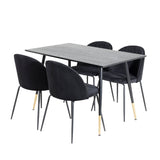 Jídelní stůl Dipp - 120 cm - Černá dýha - Černé nohy š. Mosazný dipp+Wrinkles Jídelní židle - Černé nohy - Black Velvet_4