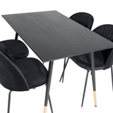 Jídelní stůl Dipp - 120 cm - Černá dýha - Černé nohy š. Mosazný dipp+Wrinkles Jídelní židle - Černé nohy - Black Velvet_4
