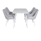 Polar Jídelní stůl 120 cm - Bílá Bílá+Plaza Jídelní židle - Bílé nohy - Světle šedá Fabric_4