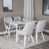 Polar Jídelní stůl 120 cm - Bílá Bílá+Plaza Jídelní židle - Bílé nohy - Světle šedá Fabric_4