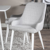 Polar Jídelní stůl 120 cm - Bílá Bílá+Plaza Jídelní židle - Bílé nohy - Světle šedá Fabric_4