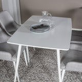 Polar Jídelní stůl 120 cm - Bílá Bílá+Plaza Jídelní židle - Bílé nohy - Světle šedá Fabric_4