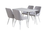 Polar Jídelní stůl 120 cm - Bílá Bílá+Plaza Jídelní židle - Bílé nohy - Světle šedá Fabric_4