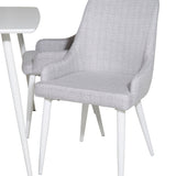 Polar Jídelní stůl 120 cm - Bílá Bílá+Plaza Jídelní židle - Bílé nohy - Světle šedá Fabric_4