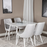 Polar Jídelní stůl 120 cm - Bílá Bílá+Velvet Deluxe Jídelní židle - Bílé nohy - Světle šedá Fabric_4