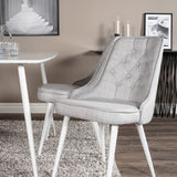 Polar Jídelní stůl 120 cm - Bílá Bílá+Velvet Deluxe Jídelní židle - Bílé nohy - Světle šedá Fabric_4
