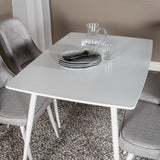 Polar Jídelní stůl 120 cm - Bílá Bílá+Velvet Deluxe Jídelní židle - Bílé nohy - Světle šedá Fabric_4