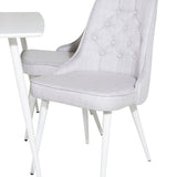 Polar Jídelní stůl 120 cm - Bílá Bílá+Velvet Deluxe Jídelní židle - Bílé nohy - Světle šedá Fabric_4