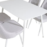 Polar Jídelní stůl 120 cm - Bílá Bílá+Velvet Deluxe Jídelní židle - Bílé nohy - Světle šedá Fabric_4