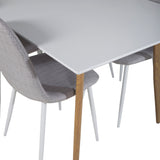 Polar Matbord - Ek-Look / Vit- 180*90*H75 +Jídelní židle Polar - Bílé nohy - Světle šedá látka _6