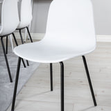 Jídelní stůl Polar 180 cm - Bílá deska / Bílé nohy+Arktická jídelní židle - Černé nohy - Bílý Plast_6